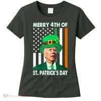 Merry 4th Of St Patrick's Day Confused Joe Biden Funny Women's T-Shirt thumb 0