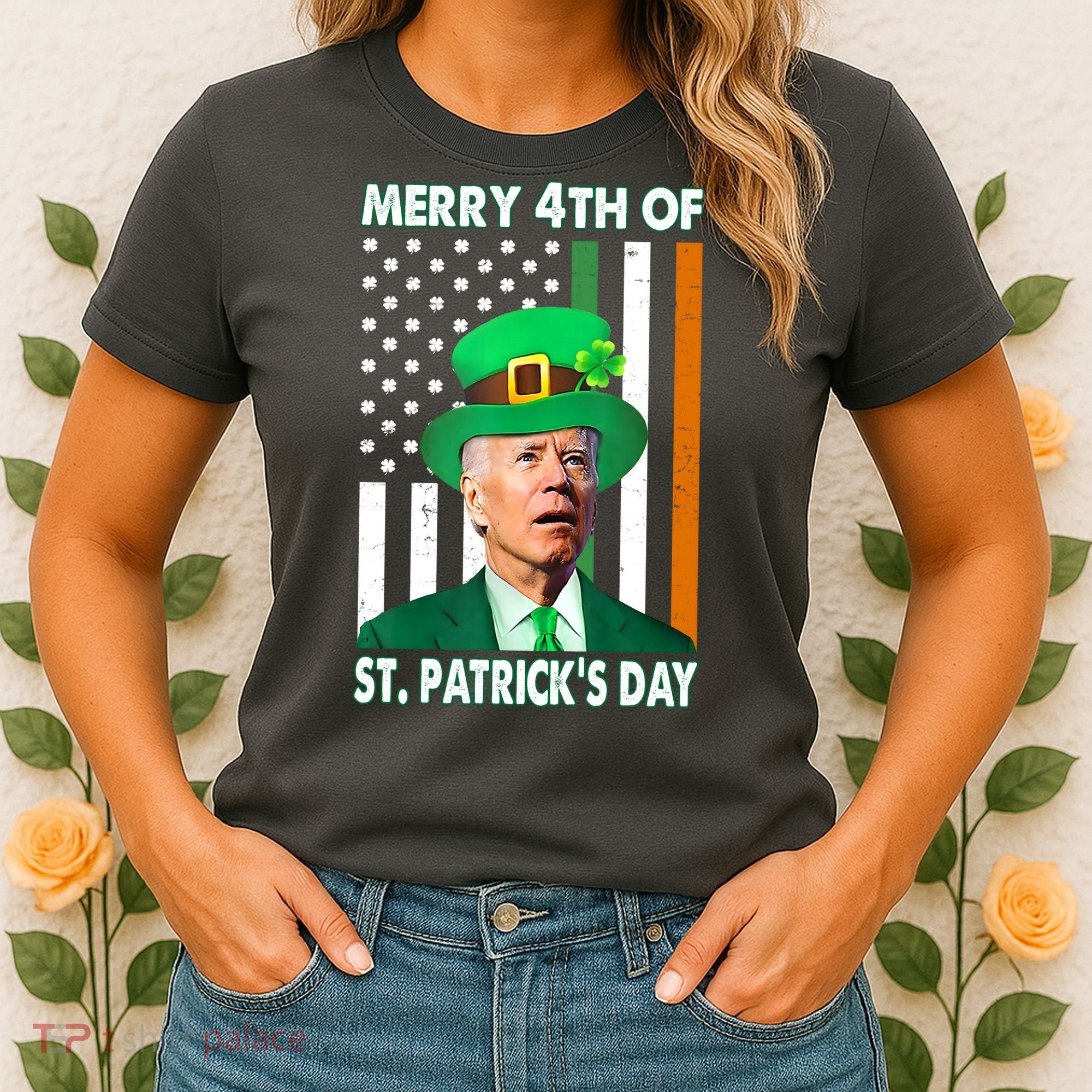 Merry 4th Of St Patrick's Day Confused Joe Biden Funny Women's T-Shirt