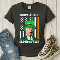Merry 4th Of St Patrick's Day Confused Joe Biden Funny Women's T-Shirt thumb 3