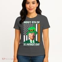 Merry 4th Of St Patrick's Day Confused Joe Biden Funny Women's T-Shirt thumb 4