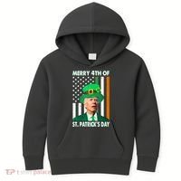 Merry 4th Of St Patrick's Day Confused Joe Biden Funny Kids Hoodie thumb 0