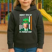Merry 4th Of St Patrick's Day Confused Joe Biden Funny Kids Hoodie thumb 3