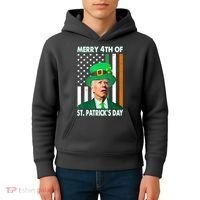 Merry 4th Of St Patrick's Day Confused Joe Biden Funny Kids Hoodie thumb 4