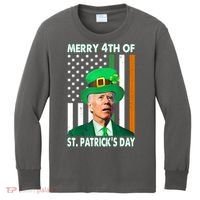 Merry 4th Of St Patrick's Day Confused Joe Biden Funny Kids Long Sleeve Shirt thumb 0