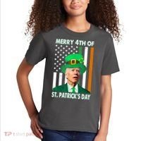 Merry 4th Of St Patrick's Day Confused Joe Biden Funny Kids T-Shirt thumb 2