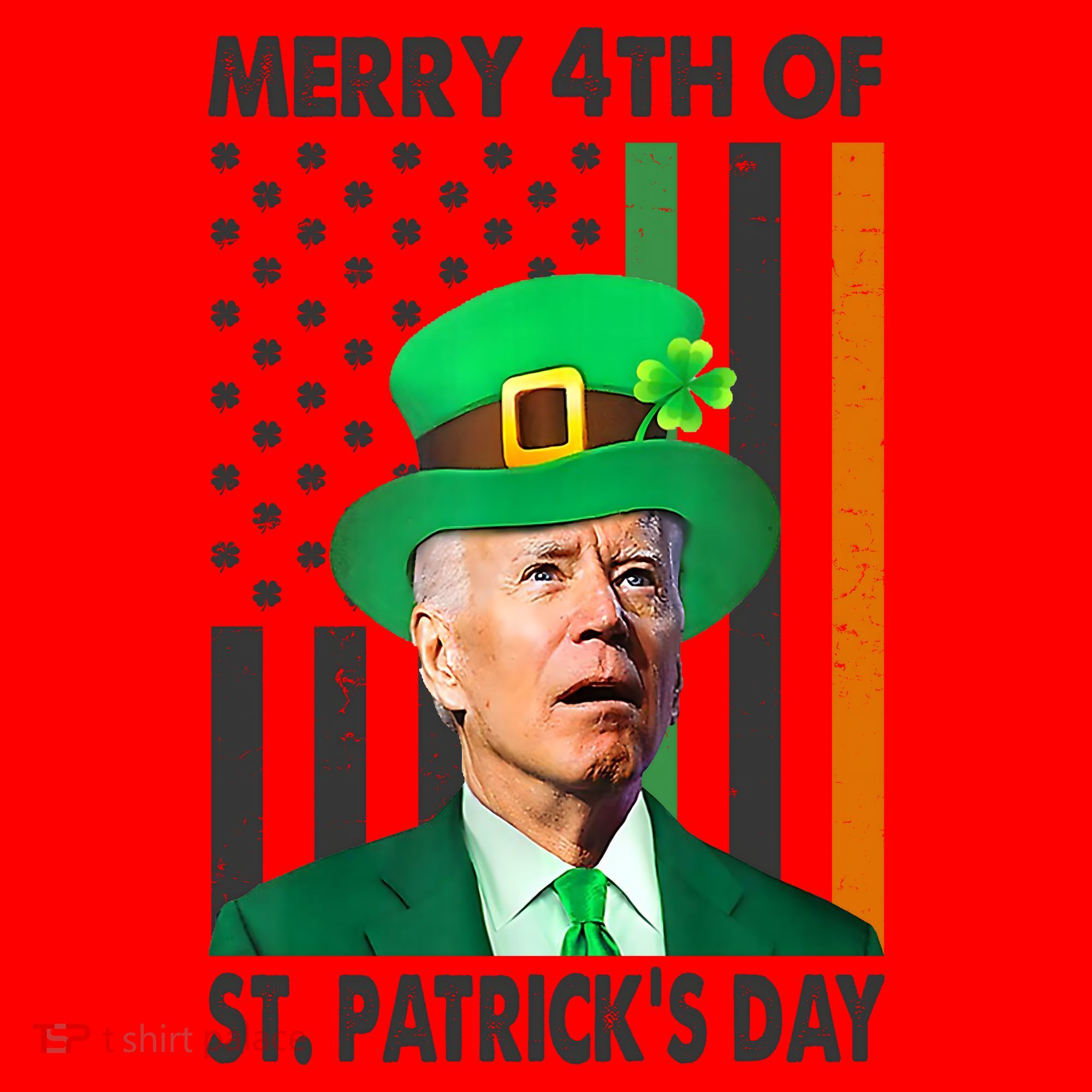 Merry 4th Of St Patrick's Day Confused Joe Biden Funny Santa Hat