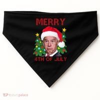 Merry 4th Of July Funny Joe Biden Ugly Christmas USA-Made Doggie Bandana thumb 0
