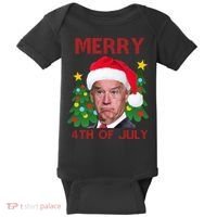 Merry 4th Of July Funny Joe Biden Ugly Christmas Baby Bodysuit thumb 0
