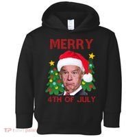 Merry 4th Of July Funny Joe Biden Ugly Christmas Toddler Hoodie thumb 0