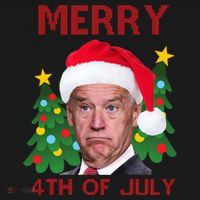 Merry 4th Of July Funny Joe Biden Ugly Christmas Toddler T-Shirt thumb 4