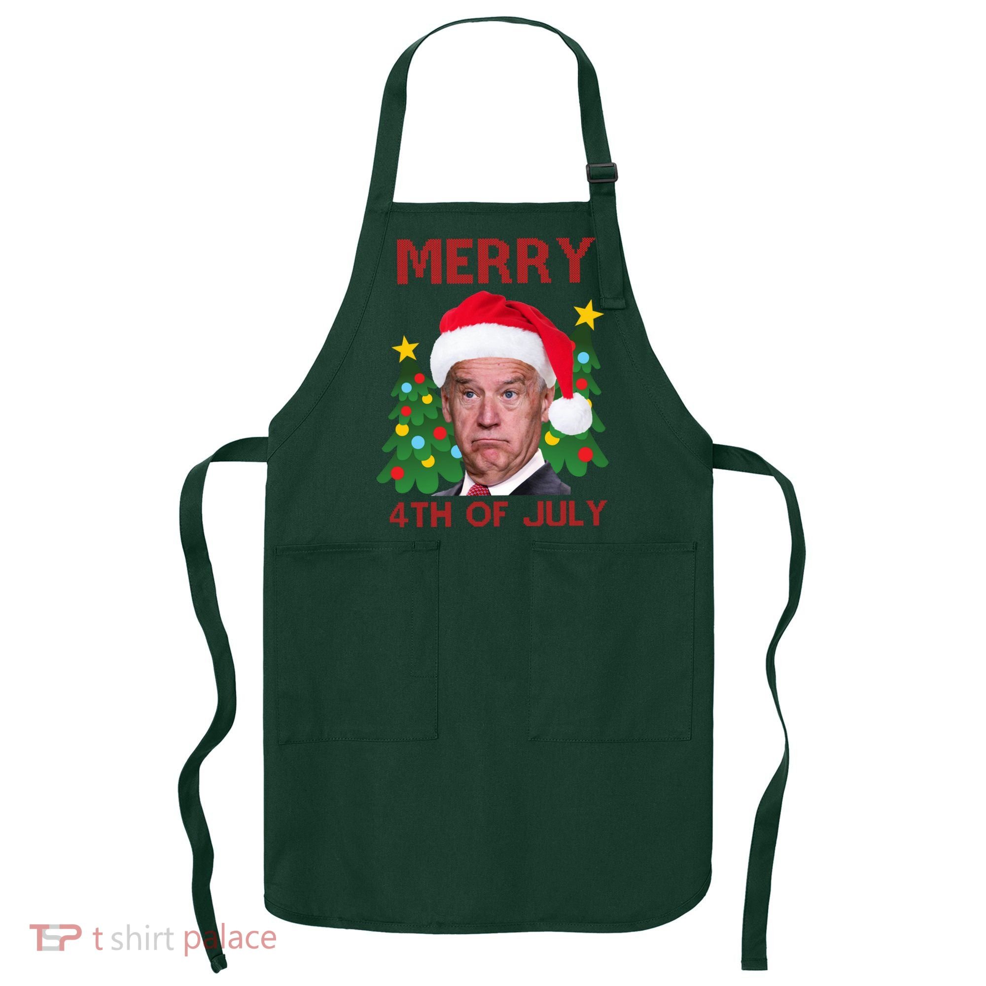 Merry 4th Of July Funny Joe Biden Ugly Christmas Apron