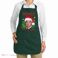 Merry 4th Of July Funny Joe Biden Ugly Christmas Apron thumb 2