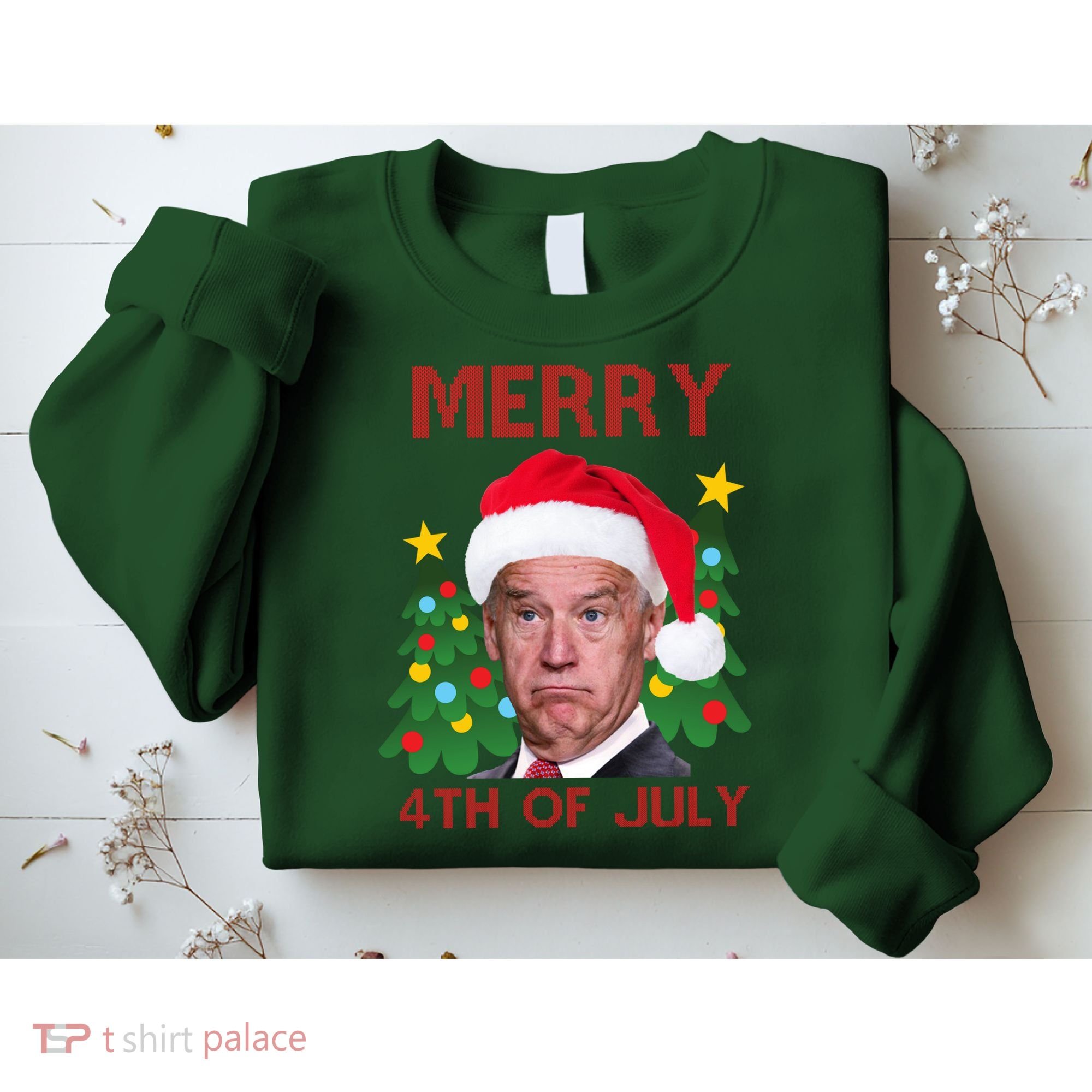 Merry 4th Of July Funny Joe Biden Ugly Christmas Sweatshirt