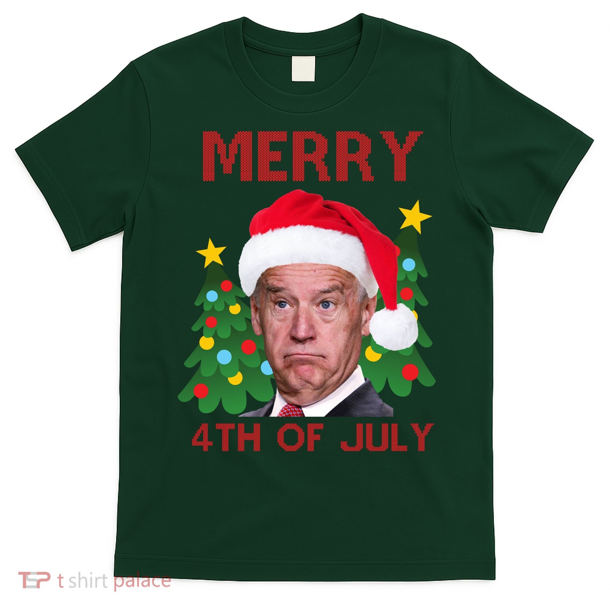 Merry 4th Of July Funny Joe Biden Ugly Christmas T-Shirt