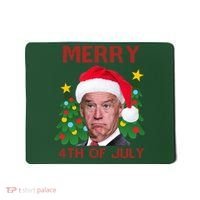 Merry 4th Of July Funny Joe Biden Ugly Christmas Mousepad thumb 0