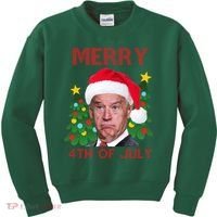 Merry 4th Of July Funny Joe Biden Ugly Christmas Kids Sweatshirt thumb 0