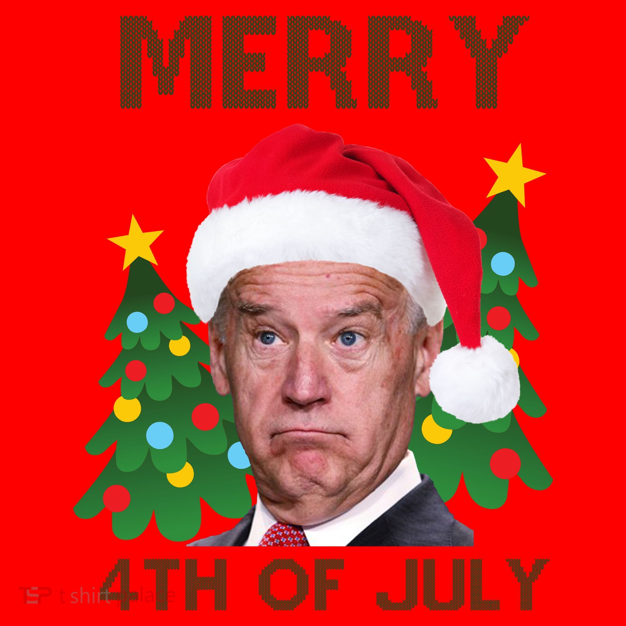 Merry 4th Of July Funny Joe Biden Ugly Christmas Santa Hat