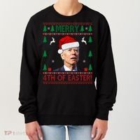 Merry 4th Of Easter Funny Joe Biden Ugly Christmas Women's Sweatshirt thumb 0