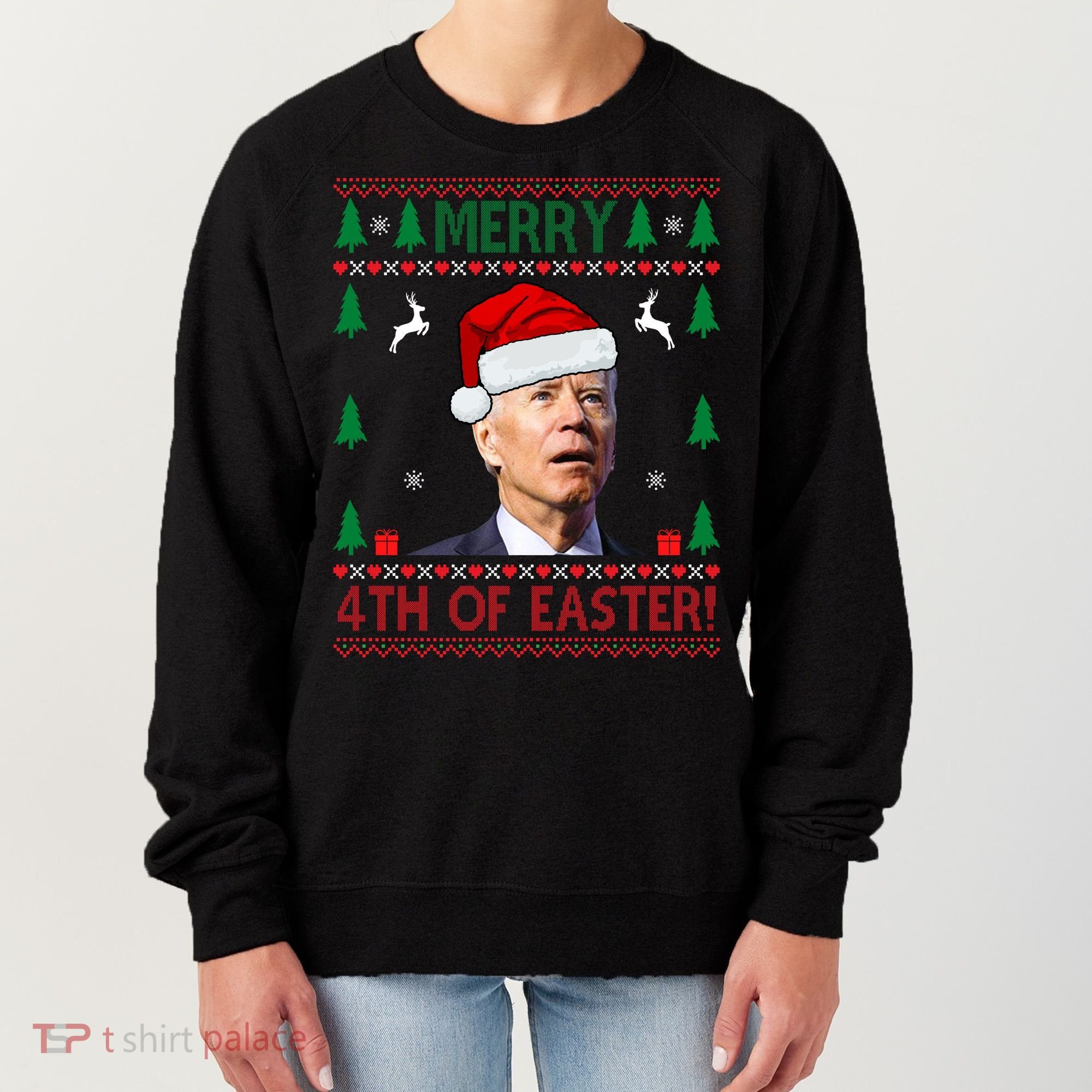 Merry 4th Of Easter Funny Joe Biden Ugly Christmas Women's Sweatshirt