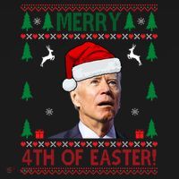 Merry 4th Of Easter Funny Joe Biden Ugly Christmas Coaster thumb 2