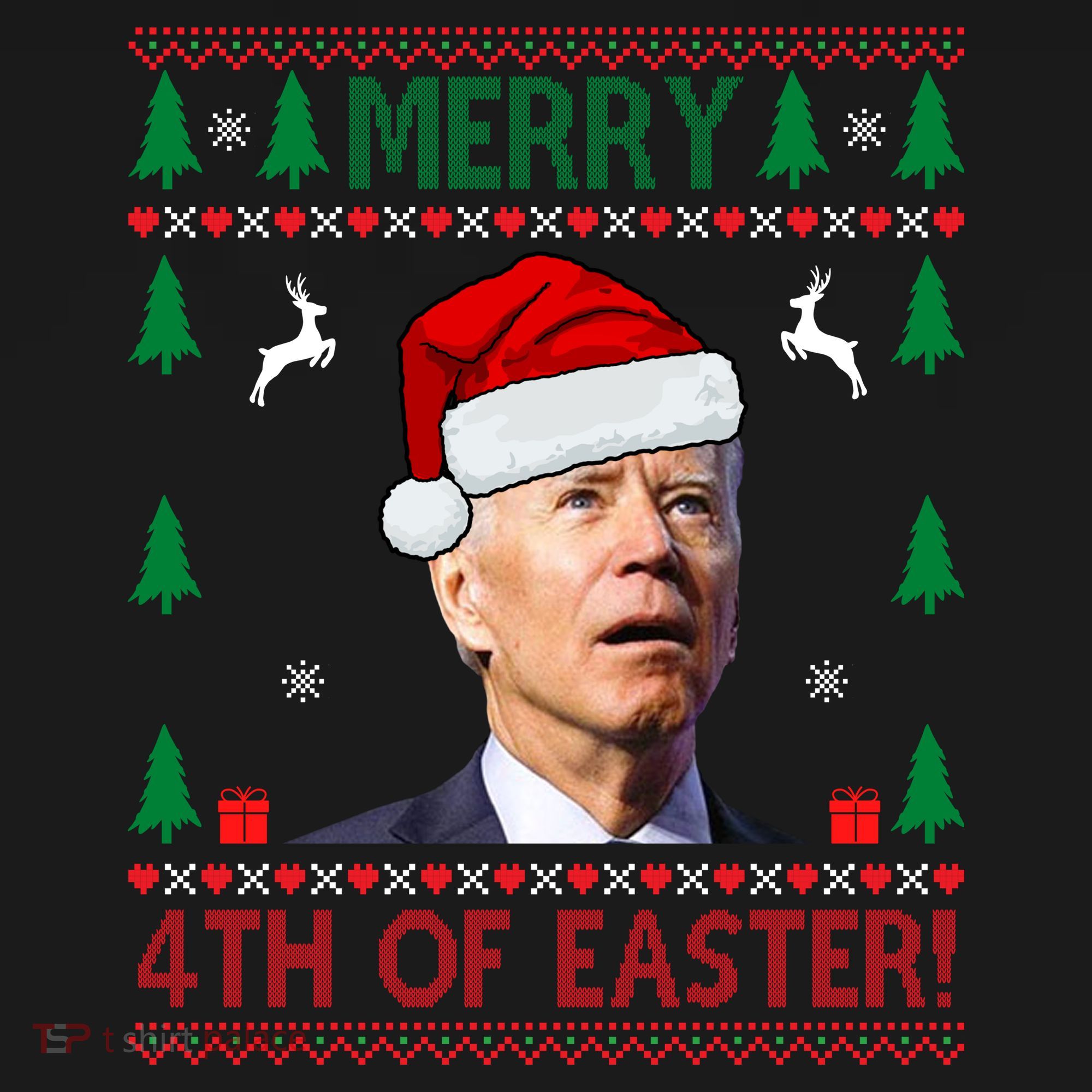 Merry 4th Of Easter Funny Joe Biden Ugly Christmas Coaster