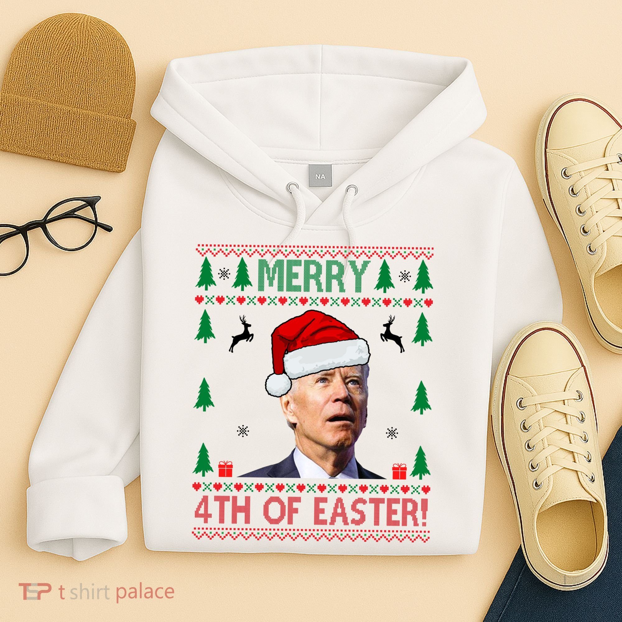 Merry 4th Of Easter Funny Joe Biden Ugly Christmas Hoodie