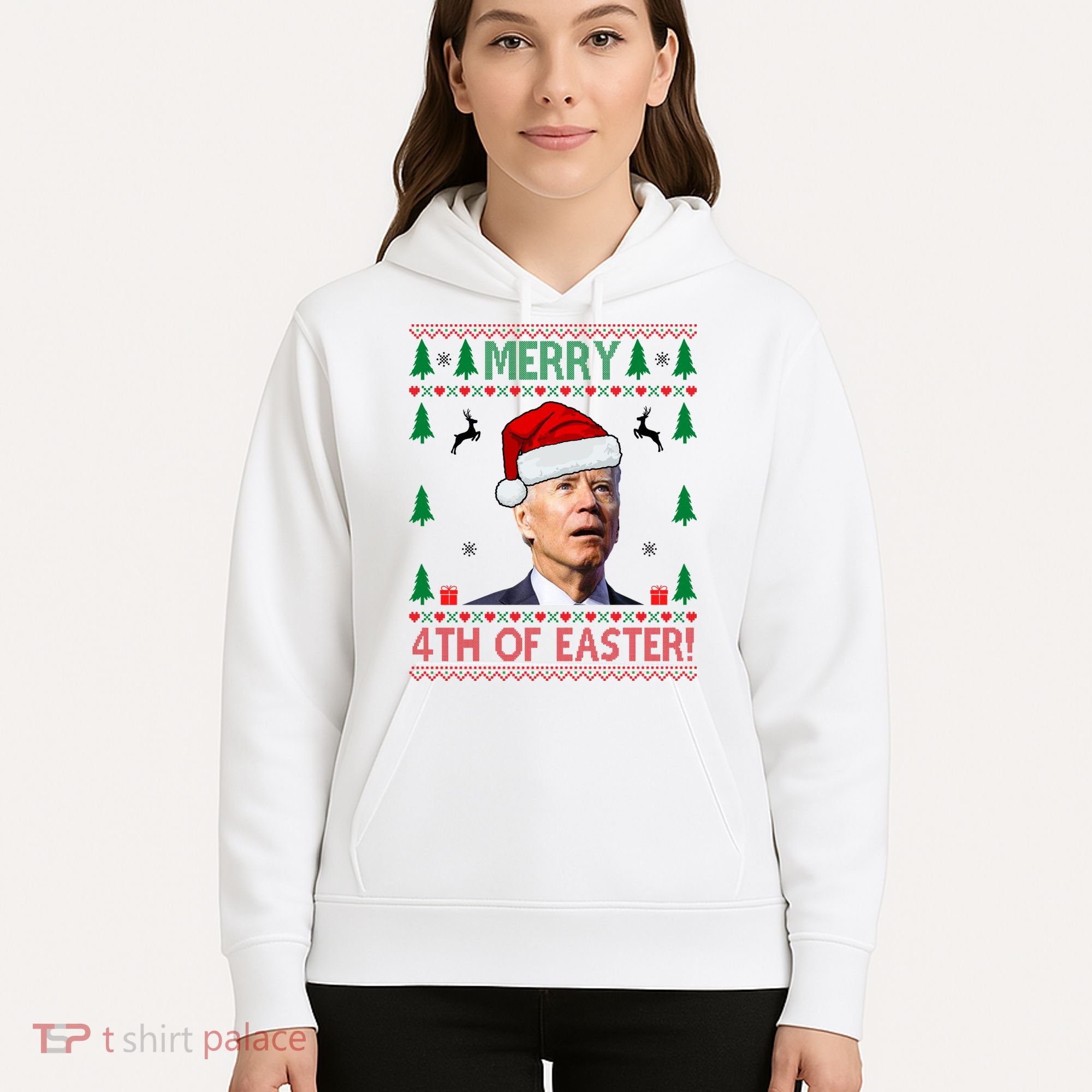 Merry 4th Of Easter Funny Joe Biden Ugly Christmas Hoodie