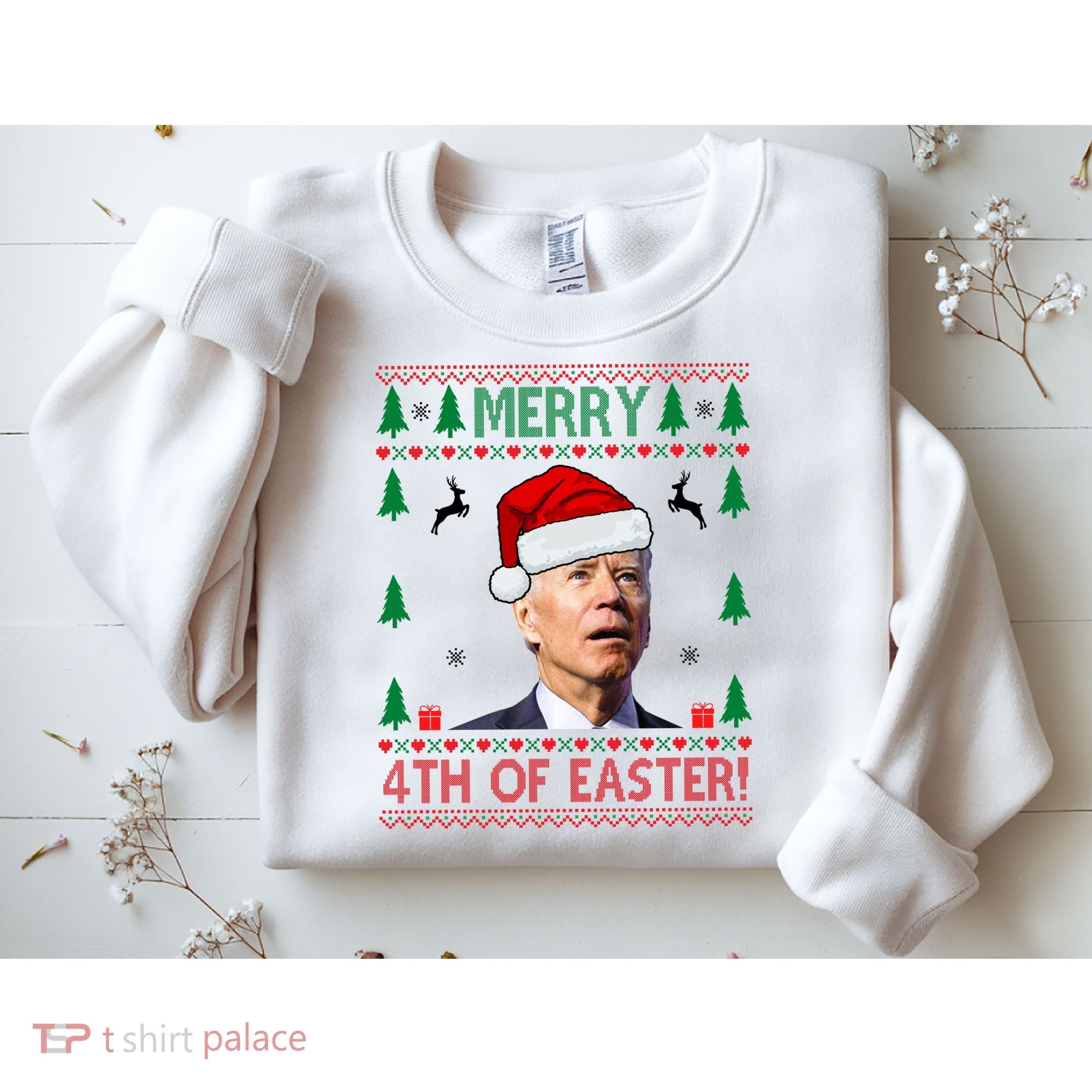 Merry 4th Of Easter Funny Joe Biden Ugly Christmas Sweatshirt