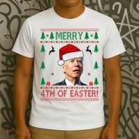 Merry 4th Of Easter Funny Joe Biden Ugly Christmas T-Shirt thumb 3