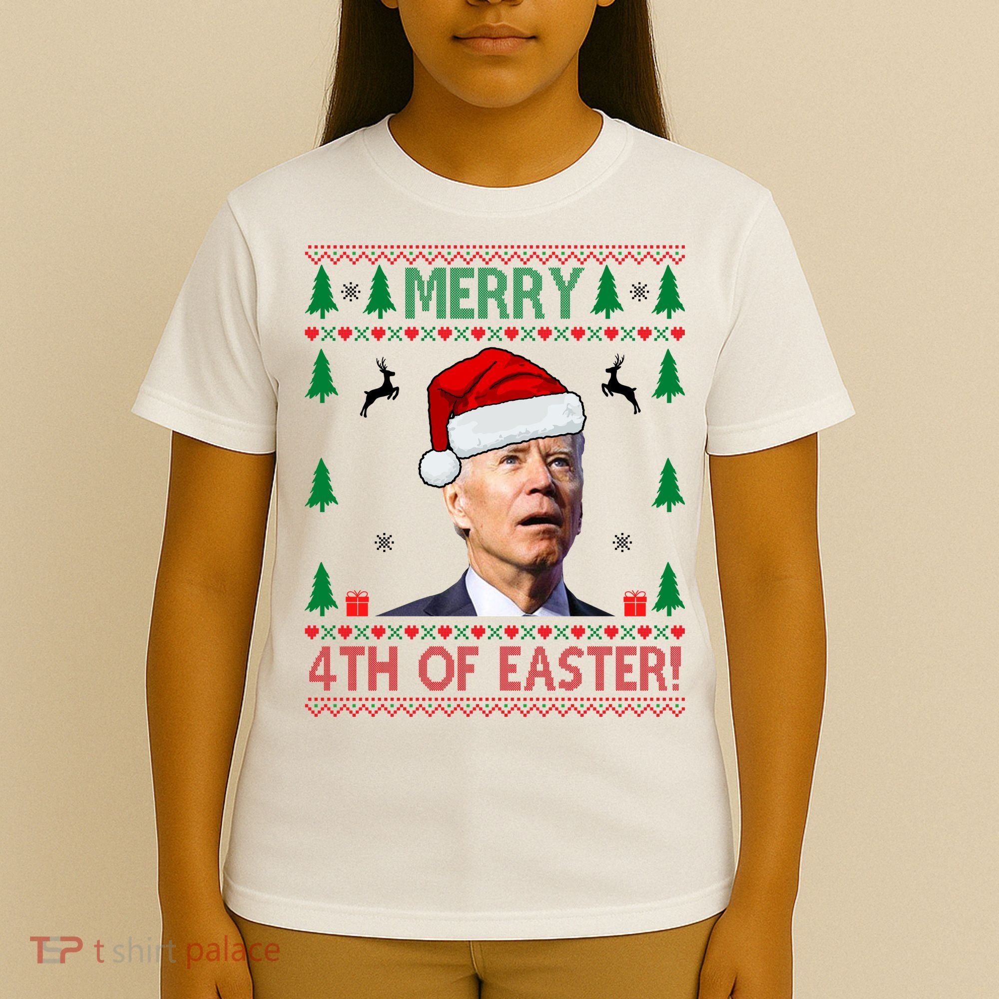 Merry 4th Of Easter Funny Joe Biden Ugly Christmas T-Shirt
