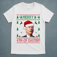 Merry 4th Of Easter Funny Joe Biden Ugly Christmas T-Shirt thumb 5
