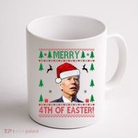 Merry 4th Of Easter Funny Joe Biden Ugly Christmas Coffee Mug thumb 1
