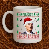 Merry 4th Of Easter Funny Joe Biden Ugly Christmas Coffee Mug thumb 2