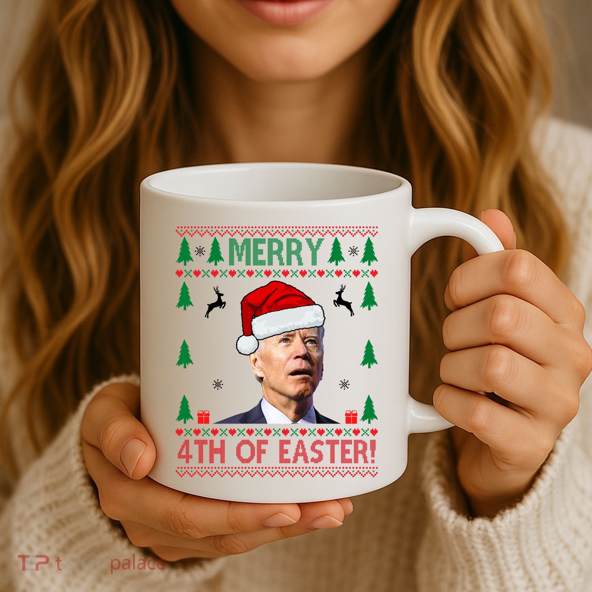 Merry 4th Of Easter Funny Joe Biden Ugly Christmas Coffee Mug