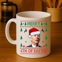Merry 4th Of Easter Funny Joe Biden Ugly Christmas Coffee Mug thumb 4