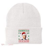 Merry 4th Of Easter Funny Joe Biden Ugly Christmas Beanie thumb 0