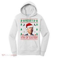 Merry 4th Of Easter Funny Joe Biden Ugly Christmas Women's Hoodie thumb 0