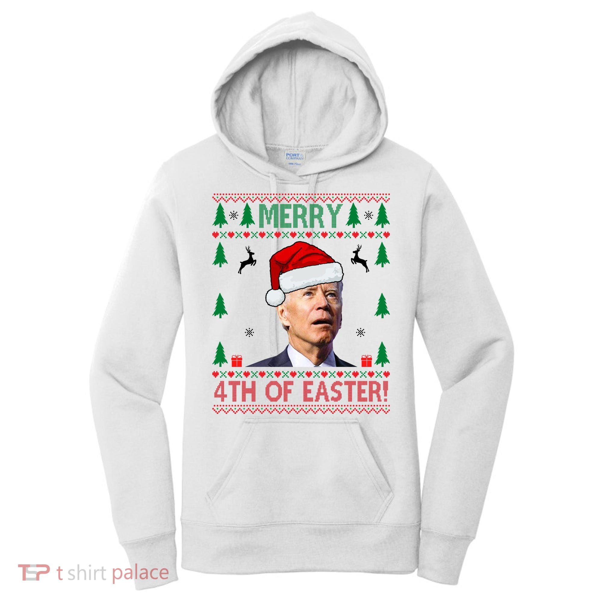 Merry 4th Of Easter Funny Joe Biden Ugly Christmas Women's Hoodie