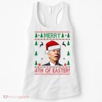 Merry 4th Of Easter Funny Joe Biden Ugly Christmas Women's Tank Top thumb 0