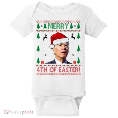 Merry 4th Of Easter Funny Joe Biden Ugly Christmas Baby Bodysuit