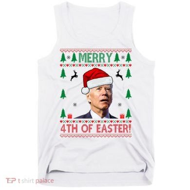 Merry 4th Of Easter Funny Joe Biden Ugly Christmas Tank Top