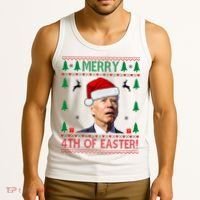Merry 4th Of Easter Funny Joe Biden Ugly Christmas Tank Top thumb 3
