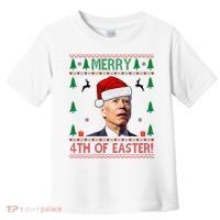 Merry 4th Of Easter Funny Joe Biden Ugly Christmas Toddler T-Shirt thumb 0
