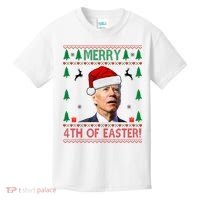 Merry 4th Of Easter Funny Joe Biden Ugly Christmas Kids T-Shirt thumb 0