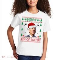 Merry 4th Of Easter Funny Joe Biden Ugly Christmas Kids T-Shirt thumb 2
