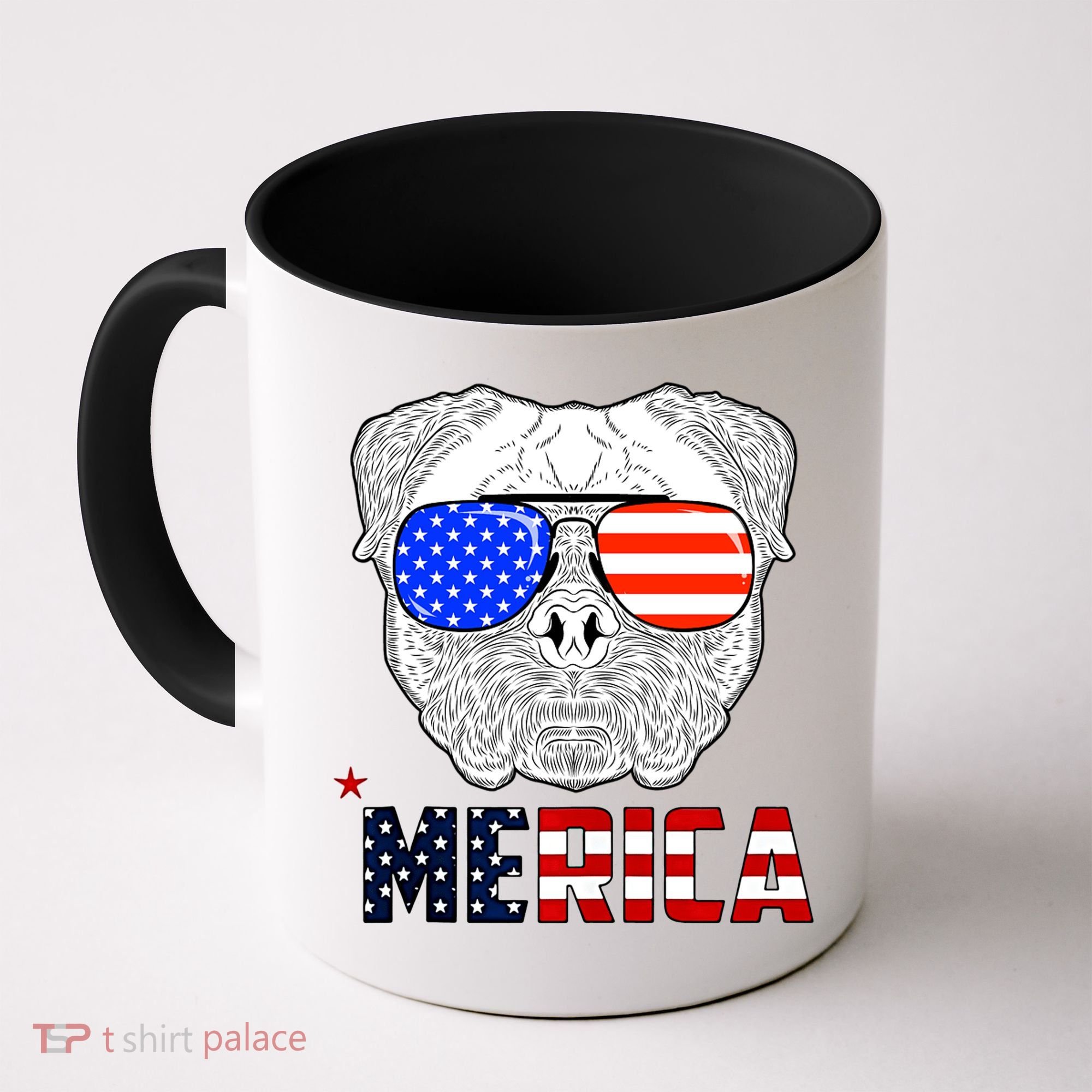 Merica 4th Of July Cool Bulldog Funny Coffee Mug