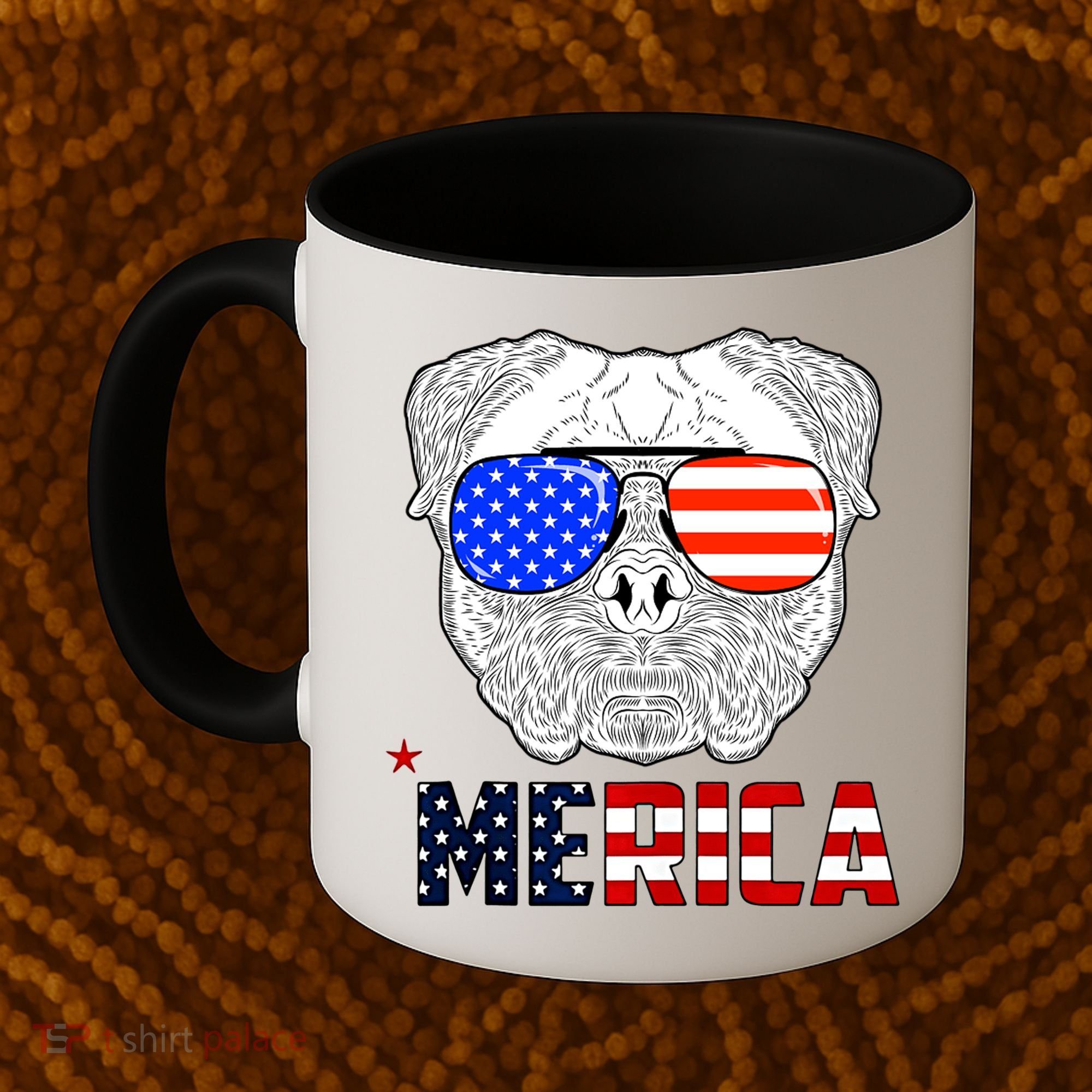 Merica 4th Of July Cool Bulldog Funny Coffee Mug
