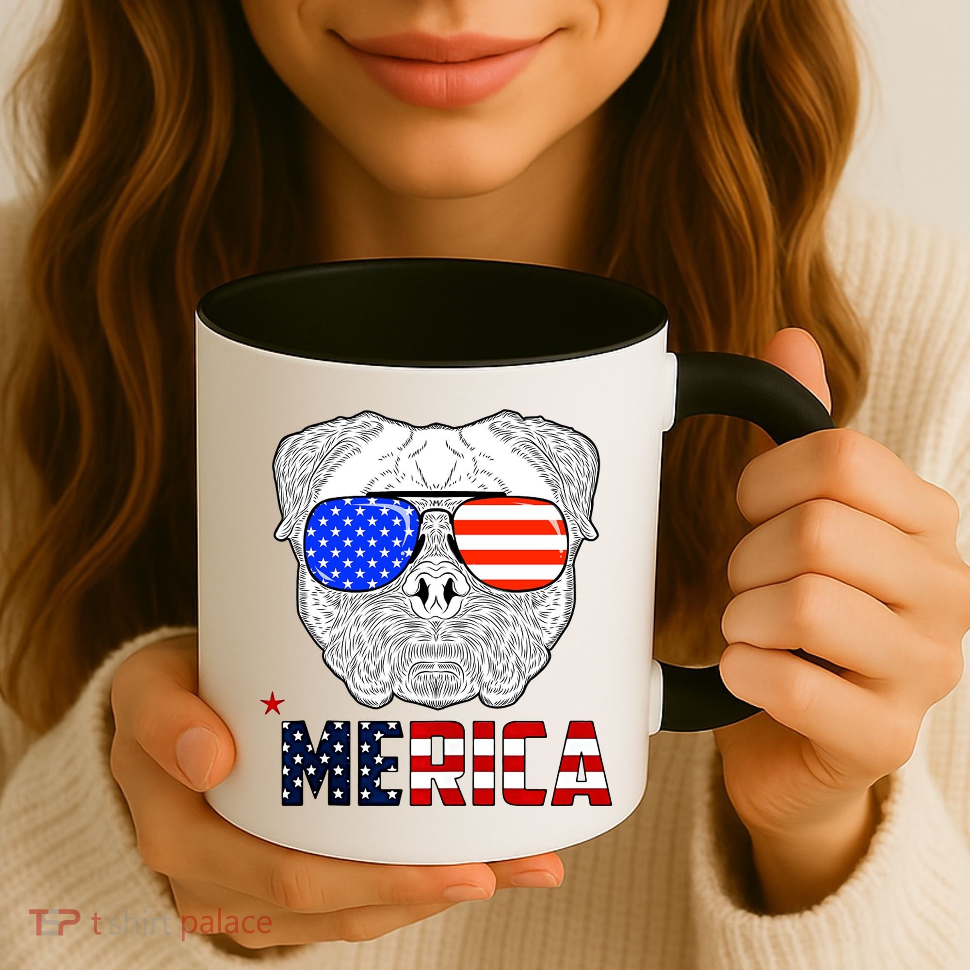Merica 4th Of July Cool Bulldog Funny Coffee Mug