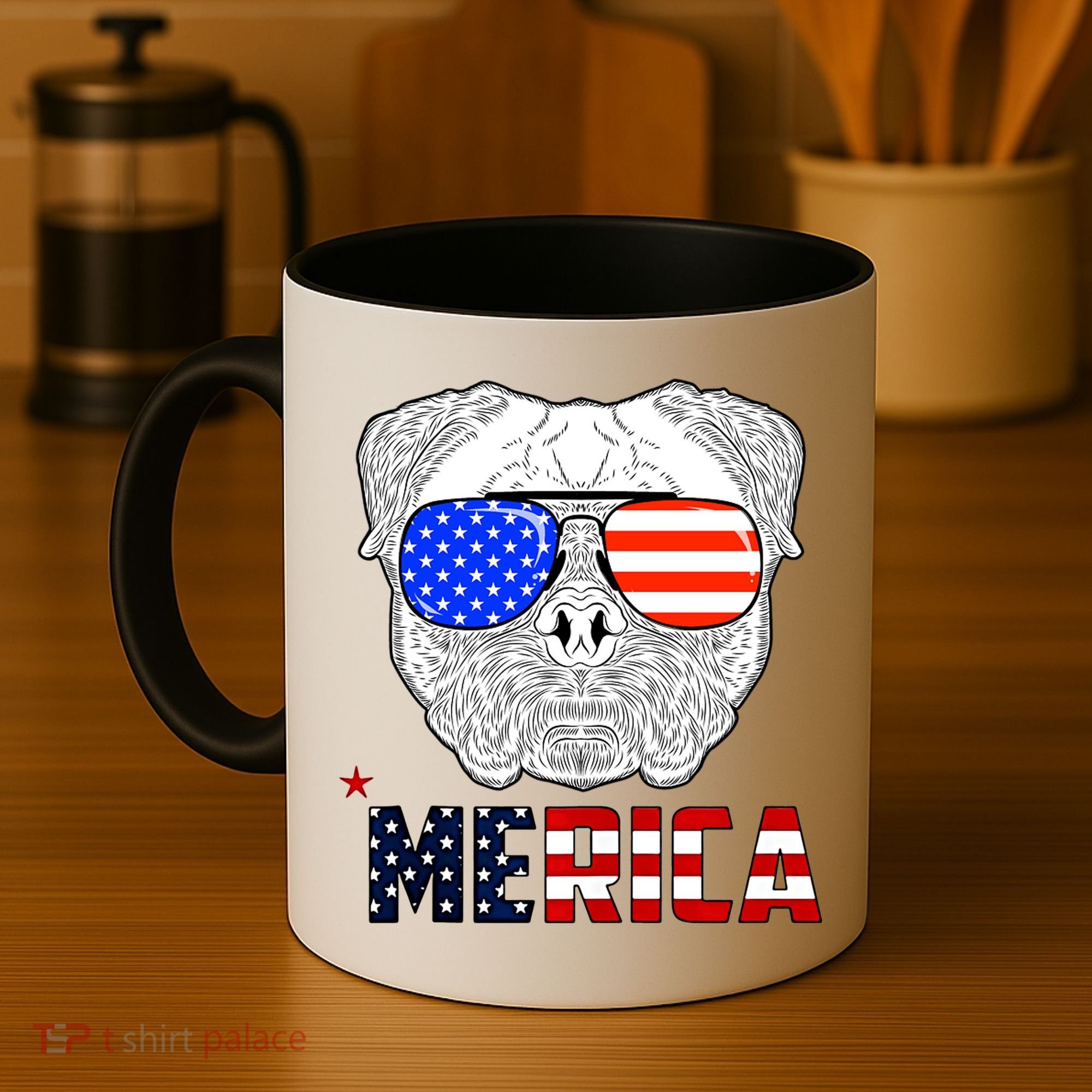 Merica 4th Of July Cool Bulldog Funny Coffee Mug