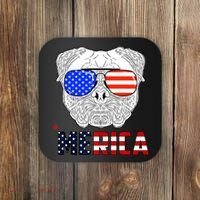 Merica 4th Of July Cool Bulldog Funny Coaster thumb 0